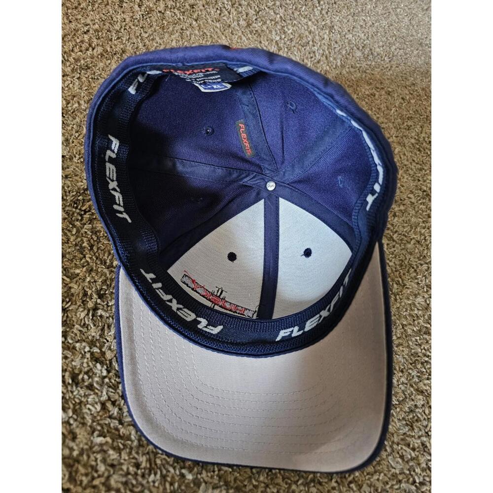 HUSKY plane handcrafted WY USA L-XL Yupoong Flexfit hat Blue - Picture 6 of 8